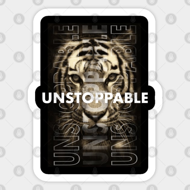 Unstoppable Tiger Sticker by SAN ART STUDIO 